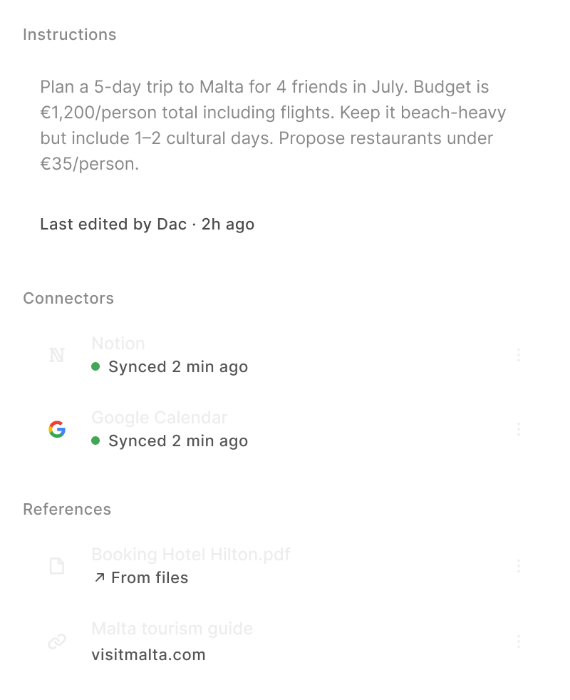 Additional screen: Context control