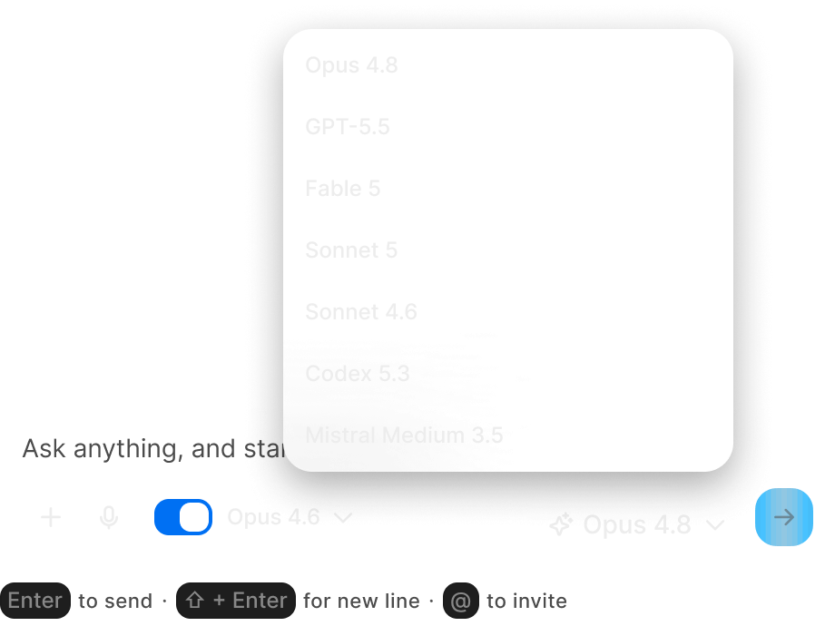 Additional screen: Switch to any models